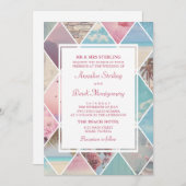 Sommerdiamanten| Pink & Blue Beach Wedding Einladung (Vorne/Hinten)