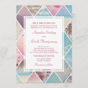 Sommerdiamanten  Pink & Blue Beach Wedding Einladung
