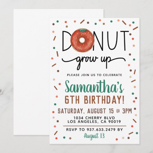 SommerDonut wird zum Geburtstag eingeladen Einladung (Vorne/Hinten)