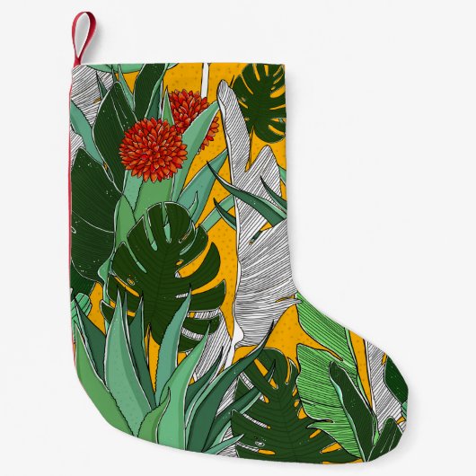Sommerdschungel: Helles Palmmuster. Kleiner Weihnachtsstrumpf (Vorderseite)