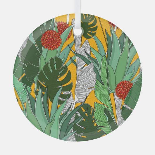 Sommerdschungel: Helles Palmmuster. Ornament Aus Glas (Vorderseite)
