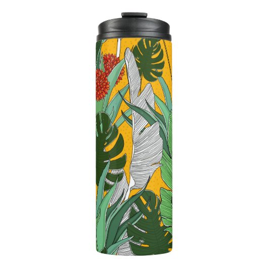 Sommerdschungel: Helles Palmmuster. Thermosbecher (Vorderseite)