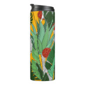 Sommerdschungel: Helles Palmmuster. Thermosbecher (Nach rechts gedreht)