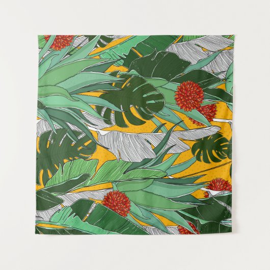 Sommerdschungel: Helles Palmmuster. Wandteppich (Vorderseite (Horizontal))