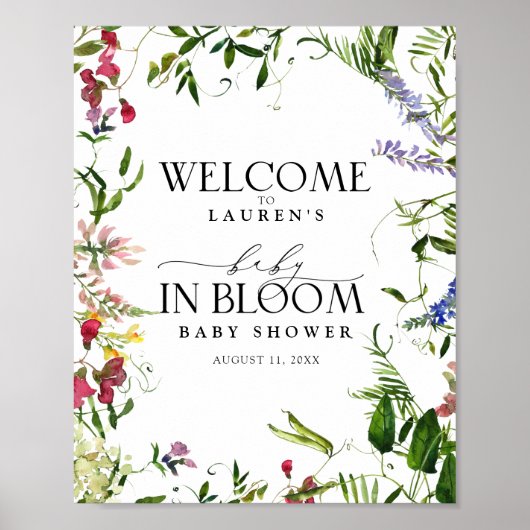 Sommerdusche Wildblume Wasserfarben Blütendusche W Poster (Vorne)