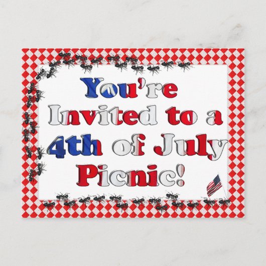 Sommereinladung für GRILLEN 4. Juli Einladungspostkarte (Vorderseite)