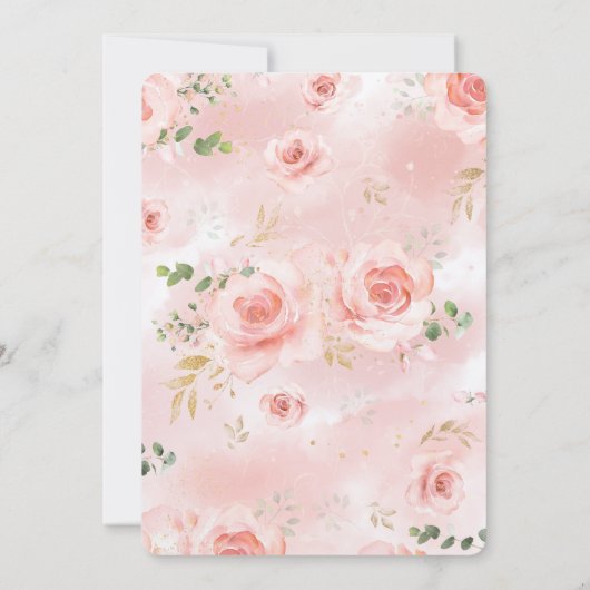 Sommereinladungen für das Gold & Blush Brautparty Einladung (Rückseite)