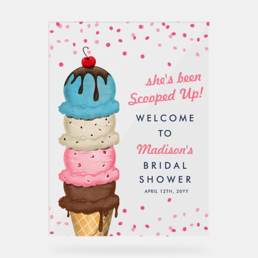 Sommereis Creme Modernes Brautparty Acrylschild (Vorderseite)