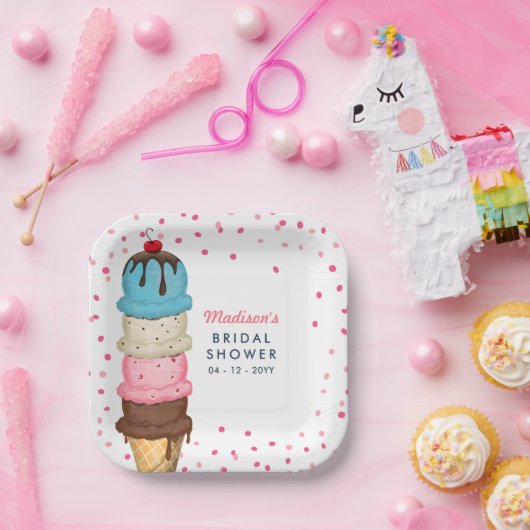 Sommereis Creme Modernes Brautparty Pappteller (Party)