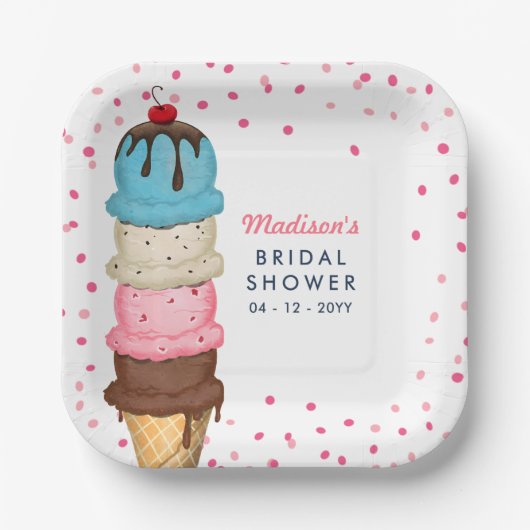 Sommereis Creme Modernes Brautparty Pappteller (Vorderseite)