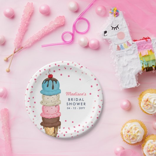 Sommereis Creme Modernes Brautparty Pappteller (Party)