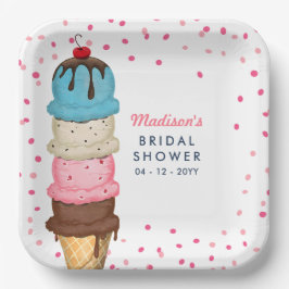 Sommereis Creme Modernes Brautparty Pappteller