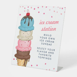 Sommereis Creme Modernes Brautparty Sockelschild