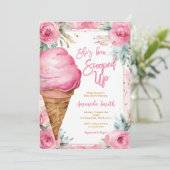 Sommereis Creme Rosa Blume Brautparty Einladung (Stehend Vorderseite)