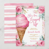 Sommereis Creme Rosa Blume Brautparty Einladung (Vorne/Hinten)