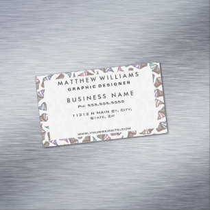 Sommereis Creme Wirbel Cones Wasserfarbmuster Magnetische Visitenkarte