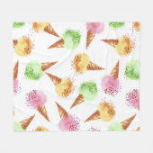 Sommereiscreme-Aquarellmuster Fleecedecke (Vorderseite (Horizontal))