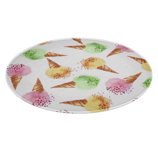 Sommereiscreme-Aquarellmuster Schneidebrett (Ecke)