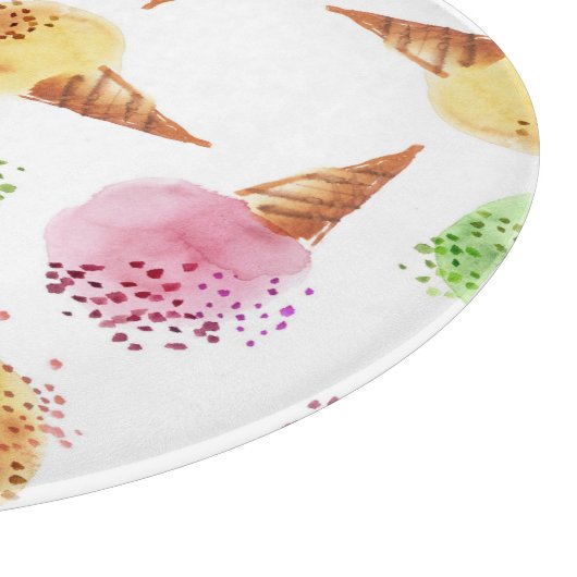 Sommereiscreme-Aquarellmuster Schneidebrett (Ecke)