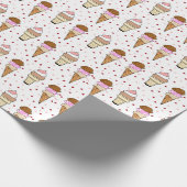 Sommereiscreme macht lustiges Muster | Mädchen Geschenkpapier (Ecke)