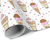 Sommereiscreme macht lustiges Muster | Mädchen Geschenkpapier (Rolleneckpunkt)