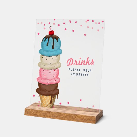Sommereiscreme trinkt Brautparty Acrylschild (Winkel)