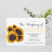 Sommerelegante gelbe Sonnenblumen Hochzeit Einladung (Stehend Vorderseite)