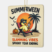 Sommerente und hübsche Hexe Halloween Keramikornament (Links)