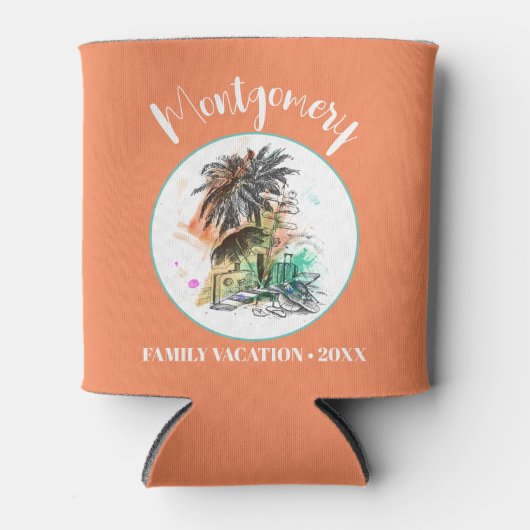 Sommerfamilienurlaub Orange Dosenkühler (Vorderseite)