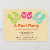 Sommerfarbe gedreht Schwimmbad Sandalen Party Einladung (Vorne/Hinten)