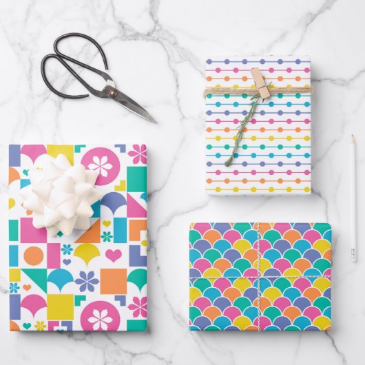 Sommerfarben Geschenkpapier Set (Vorderseite)