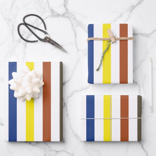 Sommerfarbene Streifen Geschenkpapier Set (Vorderseite)