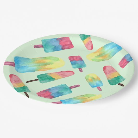 Sommerfarbenfrohe Populationen Pappteller (Schrägansicht)