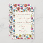 Sommerfarbenfrohe wilde Blume Muster Hochzeit Dankeskarte (Vorne/Hinten)