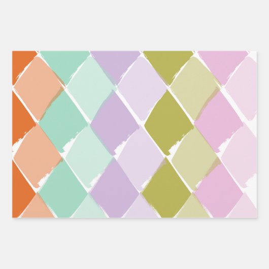 Sommerfarbenmuster Diamanten Geschenkpapier Set (Vorderseite 3)