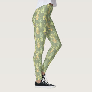 Sommerfarbige Ananasfrucht grünes Muster Leggings