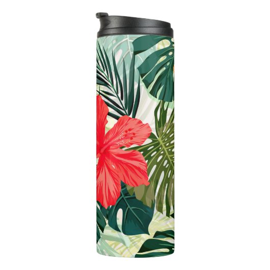 Sommerfarbiges hawaiianisches nahtloses Muster mit Thermosbecher (Nach rechts gedreht)
