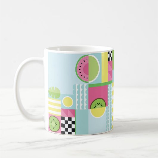 Sommerfarbiges Mosaik, Wassermelone Kiwi-Obst Kaffeetasse (Links)