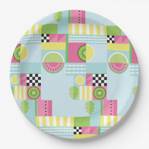 Sommerfarbiges Mosaik, Wassermelone Kiwi-Obst Pappteller