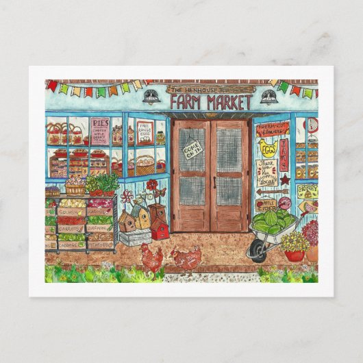 Sommerfarmermarkt Wasserfarbe Postkarte (Vorderseite)