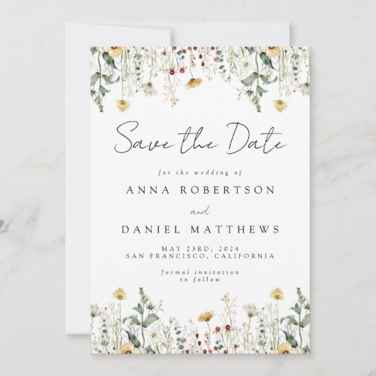 Sommerfeld der Wildblume Save The Date (Vorderseite)