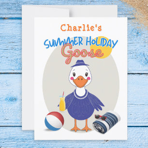 Sommerferien Alberner Gans Süß Cartoon Retro Postkarte