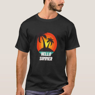 Sommerferien Beach Palmen Bäume Retro Stil Tropi T-Shirt