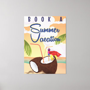 Sommerferien Cartoon-Reiseplakat Leinwanddruck