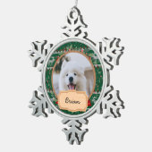 Sommerferien Custom Dog Foto Schneeflocken Zinn-Ornament (Rechts)