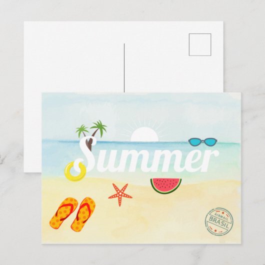 Sommerferien Postkarte (Vorne/Hinten)