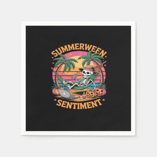 Sommerferien, Sommer, Skelett Serviette (Vorderseite)