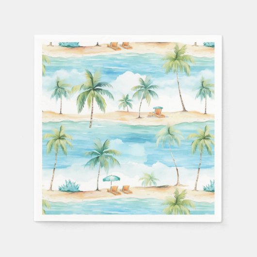 Sommerferien Strand Palmen - Serviette (Vorderseite)