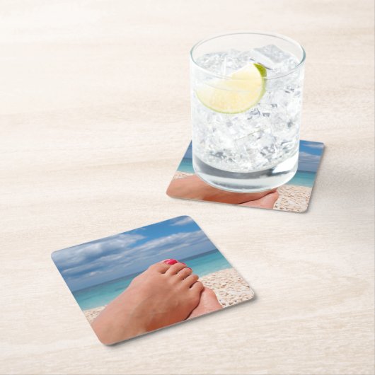 Sommerferien-Untersetzer Rechteckiger Pappuntersetzer (Vor Ort)