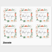 Sommerfertige Wildblume mit Liebe Danke Quadratischer Aufkleber (Blatt)